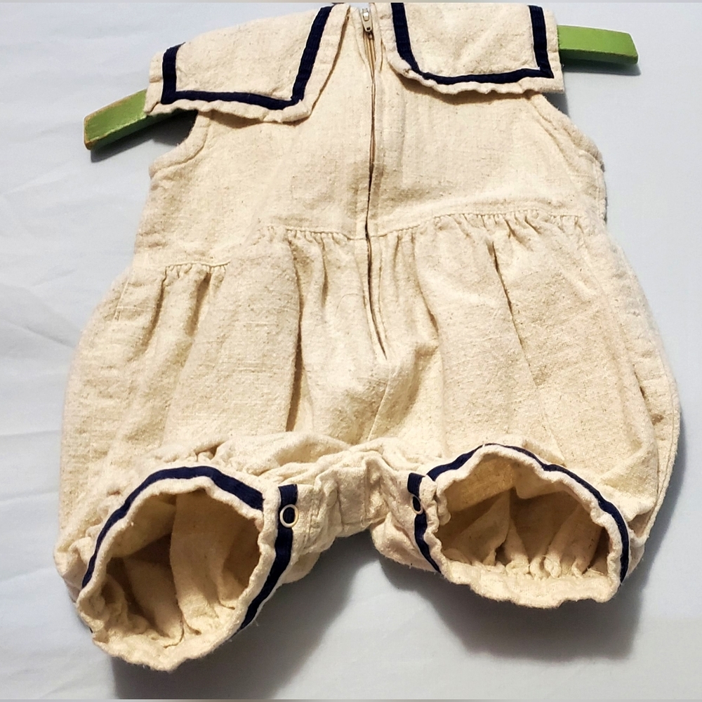 Sailor Romper Cotton/Linen 6-9 mon - Picture 3 of 6